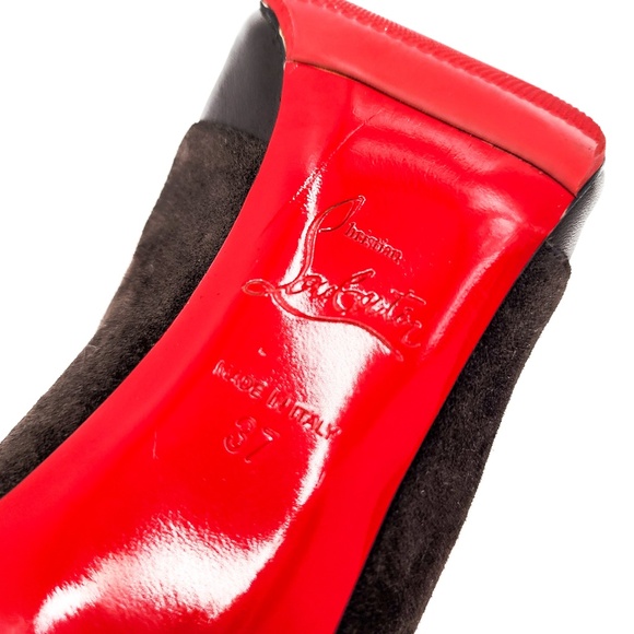 Christian Louboutin Gaetanina 85 Dark Brown Leather Suede Heeled Zip Boots EU 37 - Picture 9 of 11